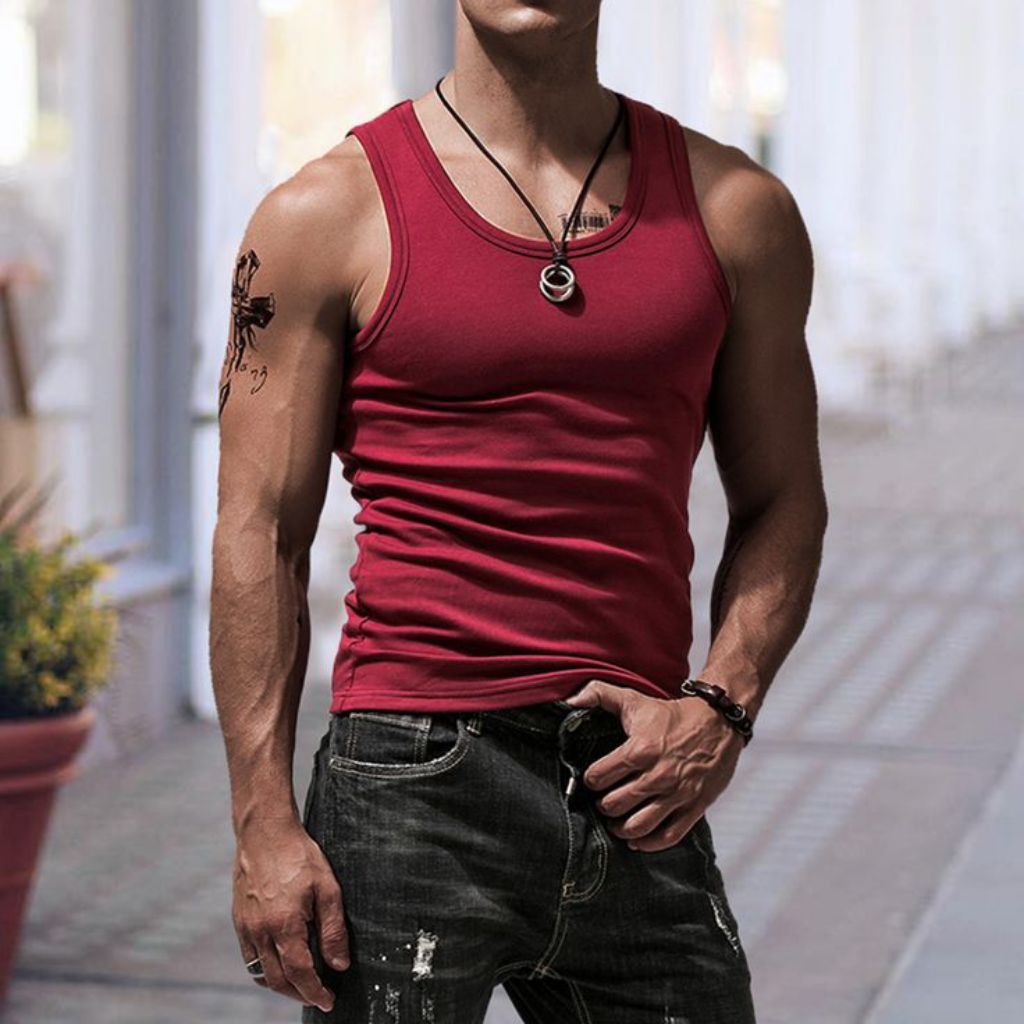 (5Pcs) Singlet Cowok Katun Singlet Pria Remaja Dewasa Singlet Pria Katun Kaos Dalam Pria Singlet Cow