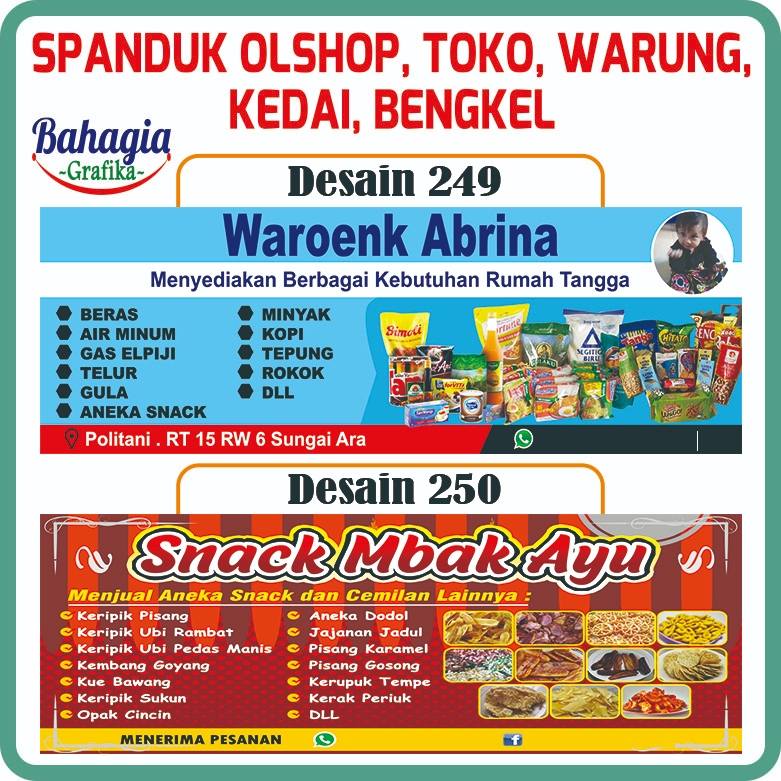Spanduk Murah Berkualitas / Spanduk Olshop, Toko, Kedai, Sarapan Pagi, Konter, Laundry, Ulang Tahun