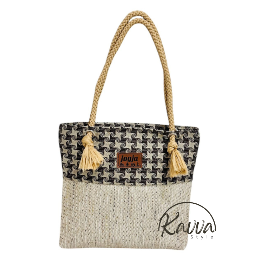 TAS GONI KOMBINASI MOTIF UKURAN BESAR / TAS GONI SIMPLE WANITA UKURAN BESAR