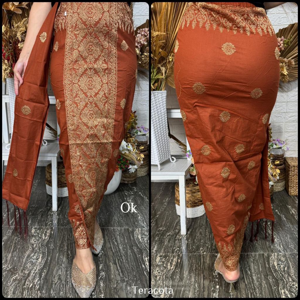 Kamen Jadi Set Selendang Katun Bordir motif tumpal setelan kebaya Bali rok wanita bali jumbo