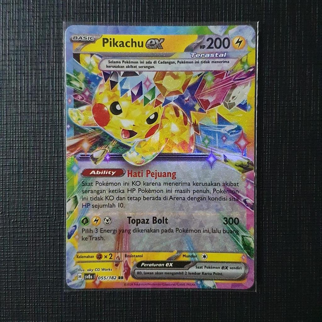 Pikachu Ex RR 055/182 sv8s Kilat Rasi Pokemon TCG Indonesia