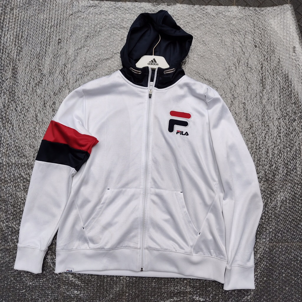 jacket Fila tracktop putih Fila jacket running Hoodie Fila jacket putih lari Fila