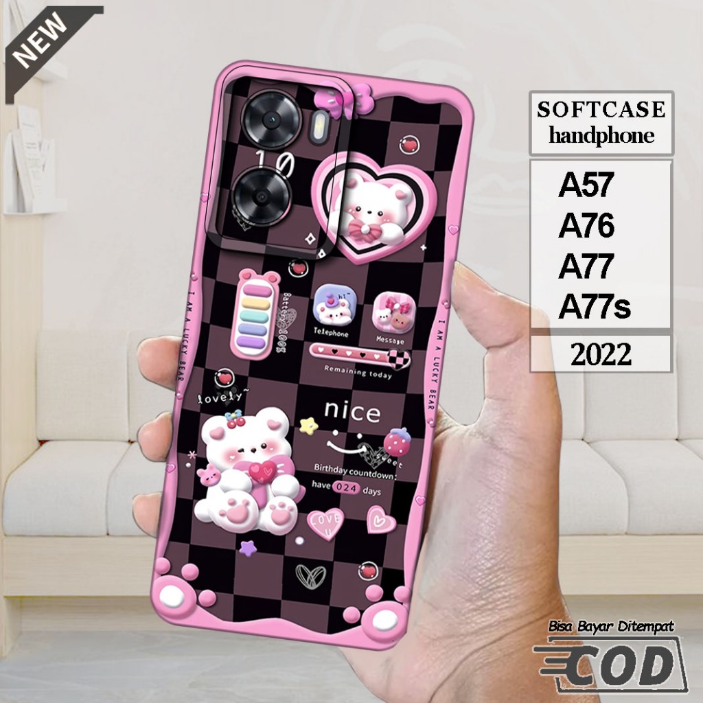 Case OPPO A57 _OPPO A76 _OPPO A77 _OPPO A77s  -Casing Silikon  hitam bening lentur elastis keren
