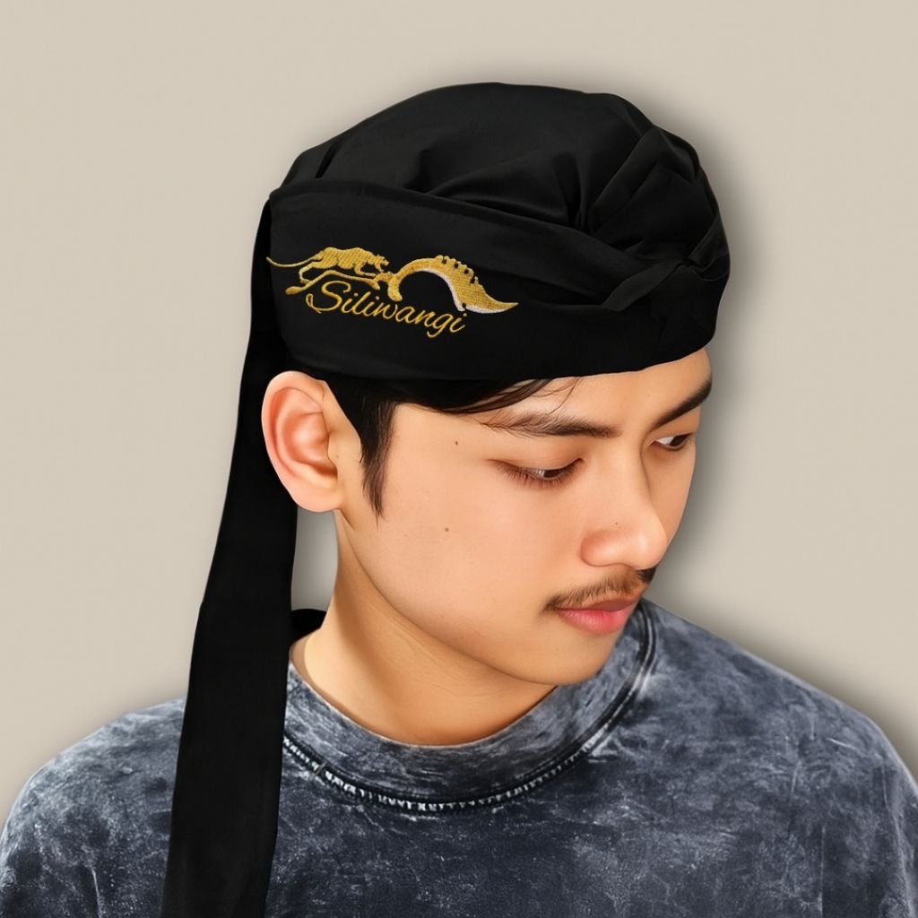 Blangkon Sunda "Siliwangi" Motif Bordir Prabu Siliwangi Ukuran Dewasa