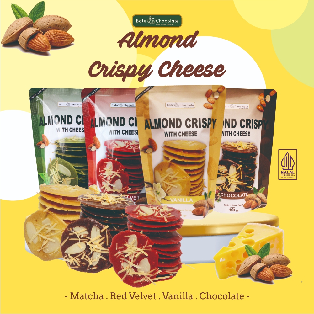 Almond Crispy Cheese Premium Batu Chocolate – Kue Kering Renyah Keju Almond | Oleh-Oleh Malang Batu