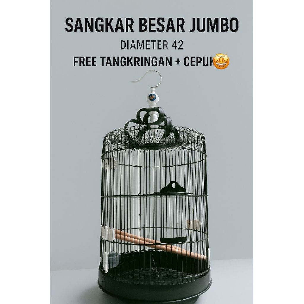 Kandang besar untuk burung, Sangkar Burung Jumbo Diameter 42 cm Besar Kokoh Anti Karat + Bonus Tangk