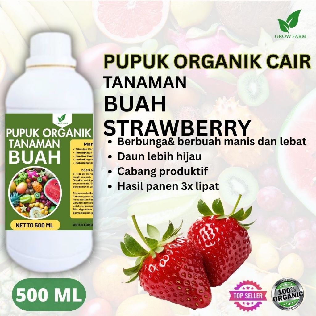 Pupuk Buah Strawberry 500 ML /Pupuk Booster Strawberry Cepat Berbuah Lebat/Pupuk Cair Strawberry