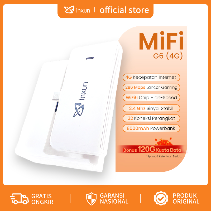 COD MODEM G6 5000 mAH Bonus 120GB 4G Mifi LTE 5G Mini Modem  286 Mbps Mobile broadband WiFi Router p