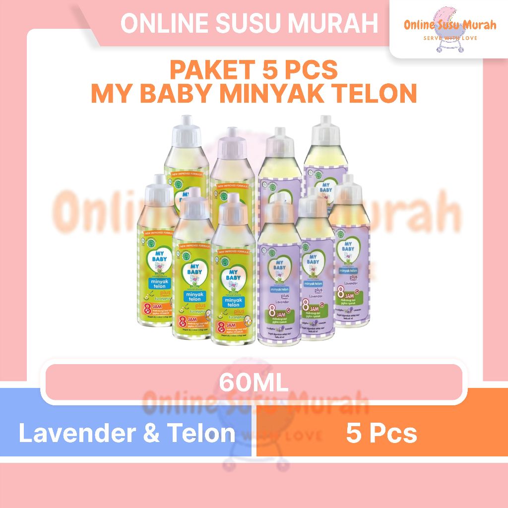 PAKET 5 PCS MY BABY MINYAK TELON PLUS 60ML / LOTION TELON MYBABY/TELON LAVENDER PRLA