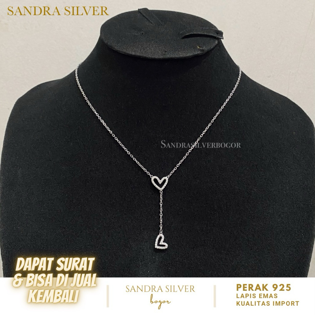 Kalung Koye Love Perak 925 lapis emas putih
