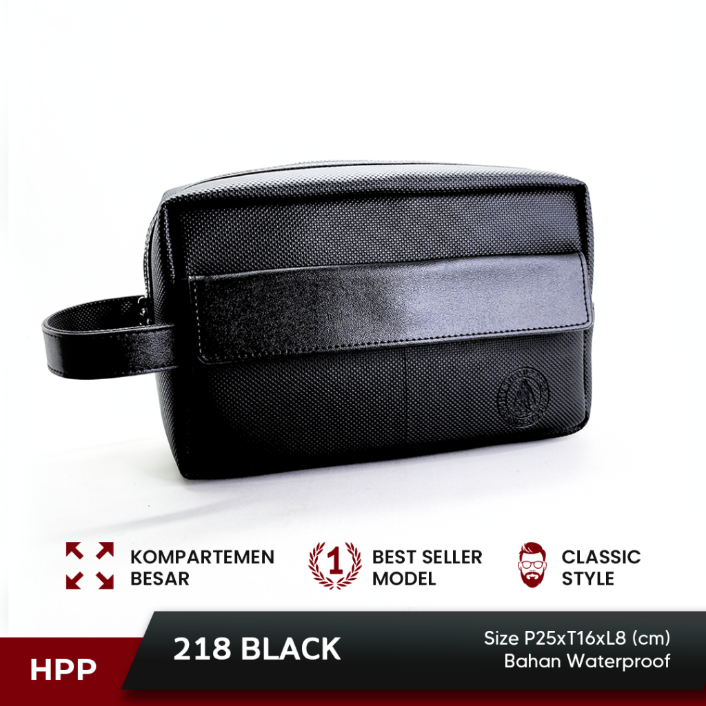 KUALITAS SUPER NEW ARRIVAL TAS CLUTCH Pria Waterproof Hush Puppies 218 Hitam Handbag Pouch Bag