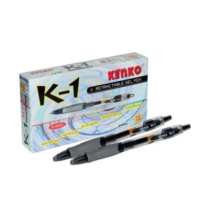 Pulpen Kenko K1 Gel Pen 0.5mm Warna Hitam Merah Isi 12 Pcs
