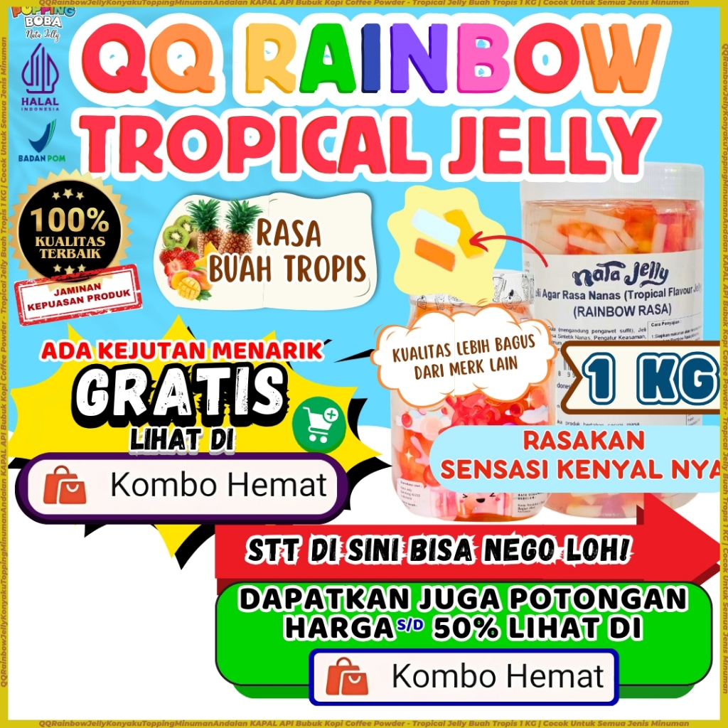 QQRainbowJellyKonyakuToppingMinumanAndalan KAPAL API Bubuk Kopi Coffee Powder - Tropical Jelly Buah 