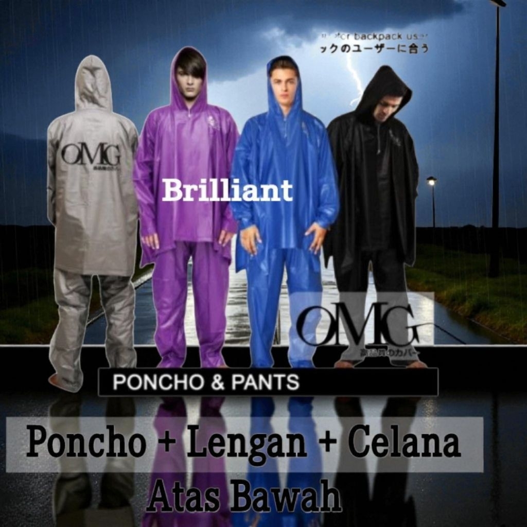 Jas Hujan OMG - Poncho / Poncho + Lengan / Poncho 2 Kepala / Jaket + Celana
