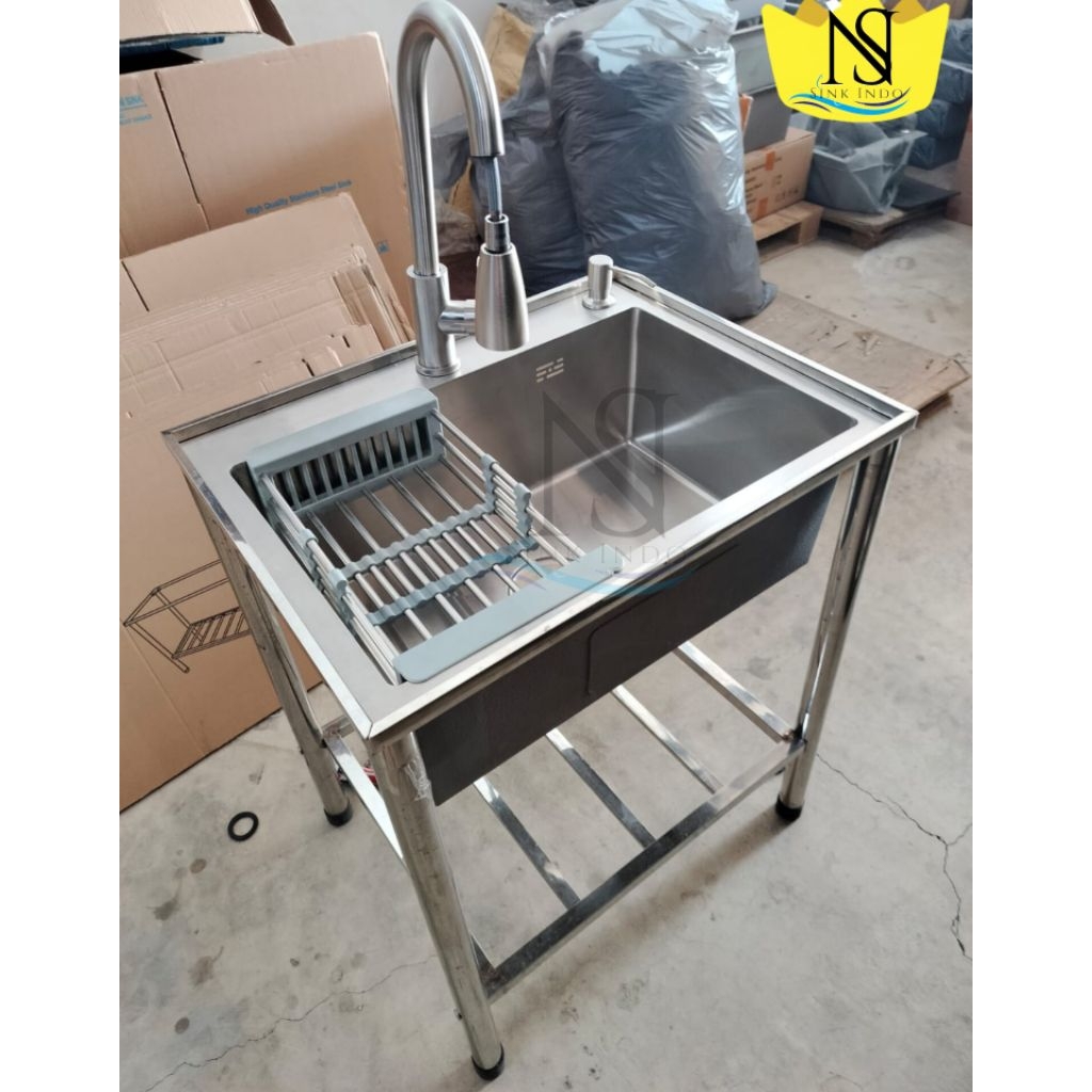PROMO PAKET Kitchen sink Bak cuci piring portable 1 lubang 60 x 45 Wastafel cuci piring set westafel