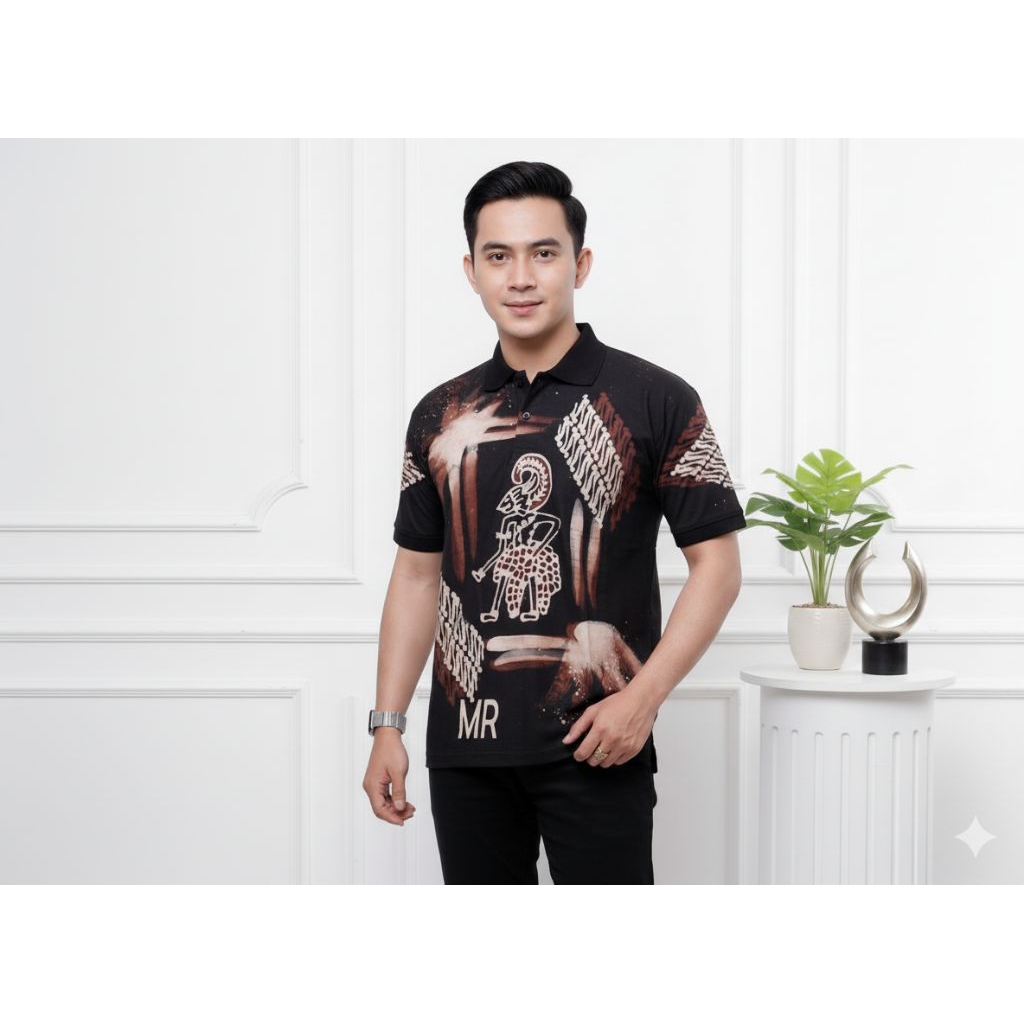 KAOS KERAH KATUN BATIK PRIA DEWASA TERLARIS MOTIF WAYANG NUSANTARA  KAOS POLO TERBARU