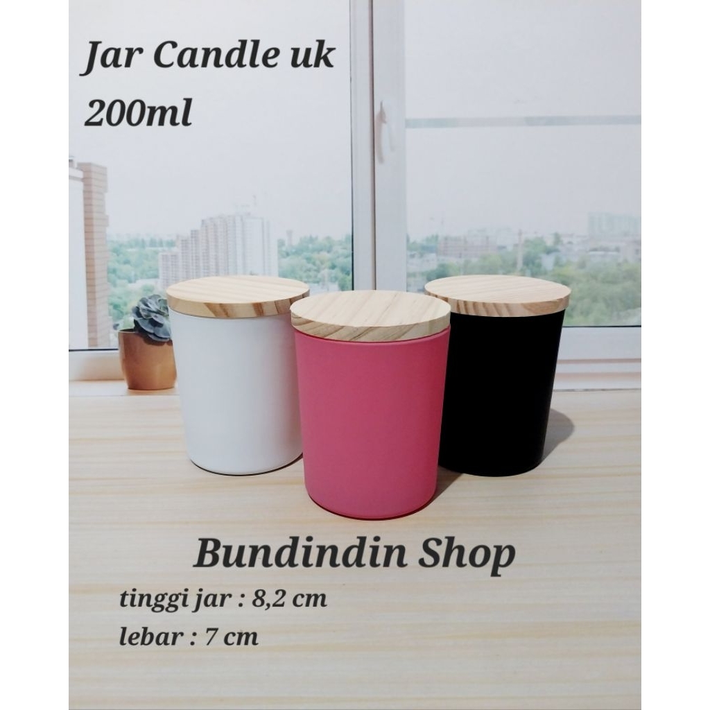 Candle Jar Glass 200ml dengan tutup kayu