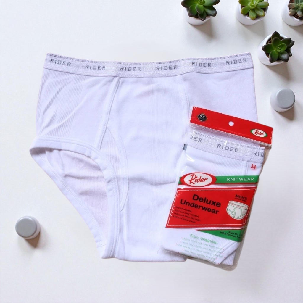 ( 3 Pcs ) Celana Dalam Merk Rider 125 B Salur Ukuran 32,34,36,38,40,42 | Celana Dalam Rider Classic 