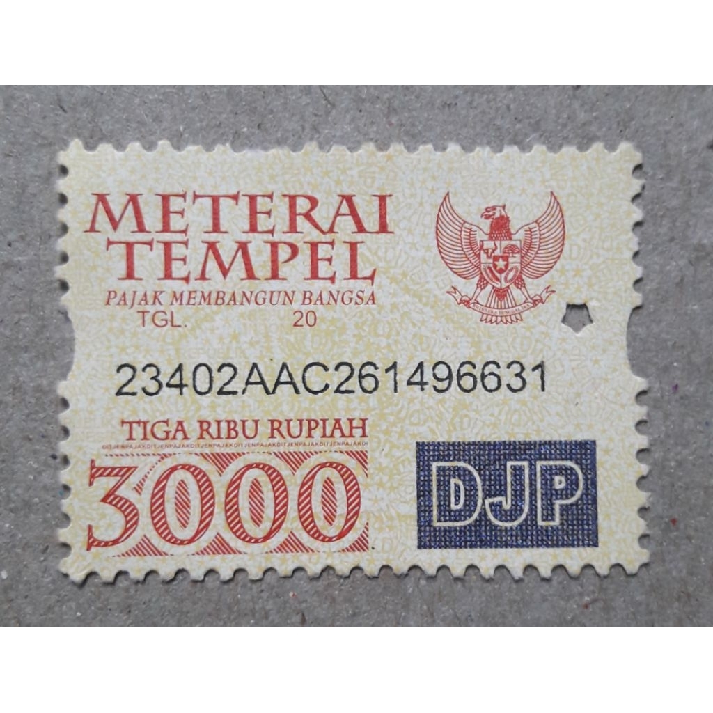 materai tempel Rp3000