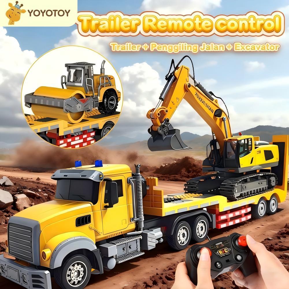 YOYOTOY Excavator Remote Control Set Mainan Trailer Besar RC 11 Channel Truk Trailer & 11 Channel Ex