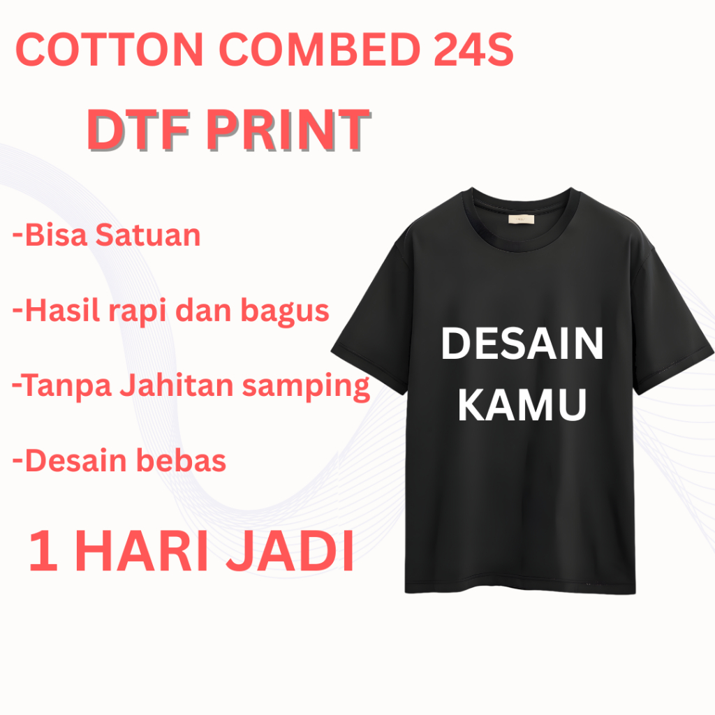 Sablon Kaos Custom, dtf, kaos satuan, kaos dtf