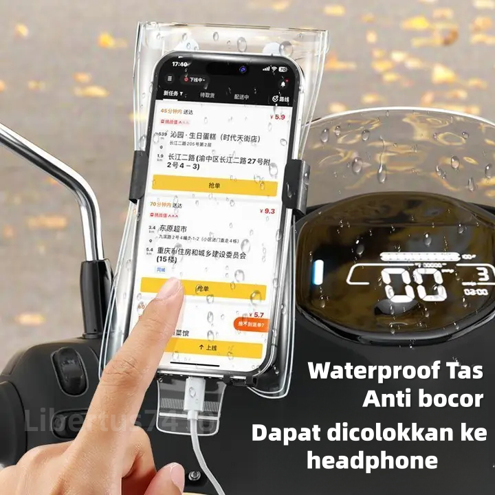 Hp Waterproof Tas Hp Motor Anti Air/Holder Tas Ada Lubang Cas/Sepeda Motor, Cocok Untuk Menggantung 