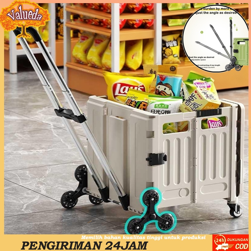 VALUEDA Penyimpanan Troli Belanja Keranjang Lipat Sedang Dan Besar Mudah Untuk Membawa Roda Keranjan