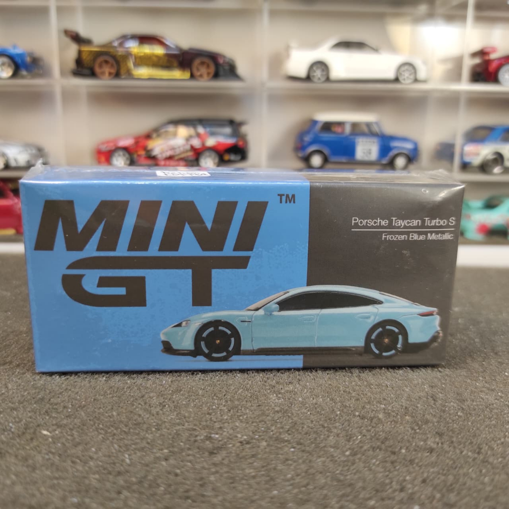 Mini GT 225 Porsche Taycan Turbo S Frozen Blue Metallic