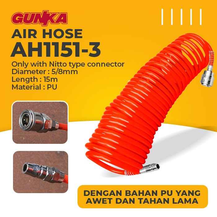 Spiral Air Hose (15 M) INGCO AH1151-3 - Selang Pneumatik Angin Pneumatic Kompresor Recoil Meter