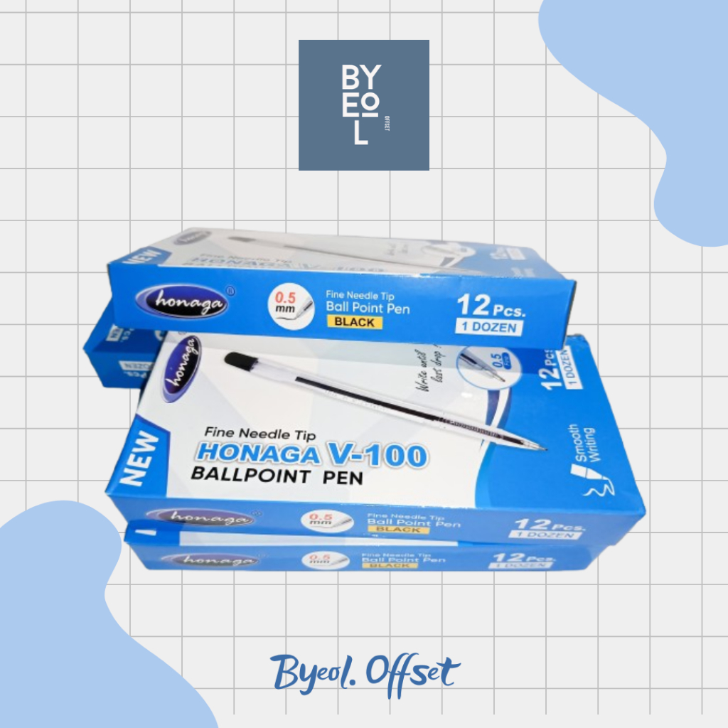 (1 PACK=12 PCS) Bulpen HONAGA/ Bulpen Honaga V-100/ Bulpen Honaga hitam/ Bulpen Murah