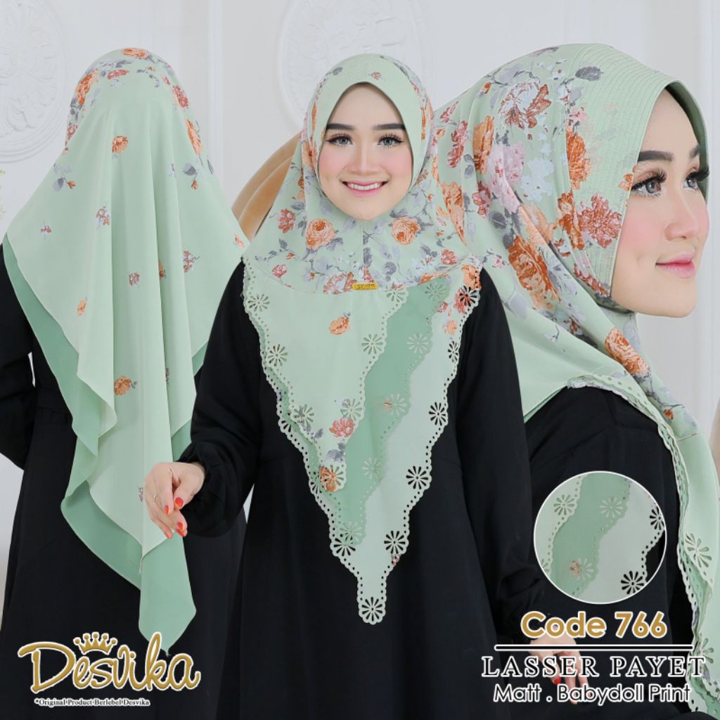 Jilbab instan DC 766 Khimar ceruty babydoll premium by desvika hijab wanita muslim dewasa