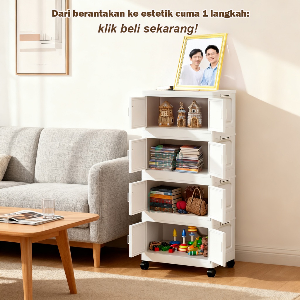 [PROMO] Lemari Baju Lipat Plastik Serbaguna Beroda lemari pakaian plastik aesthetic lemari plastik s