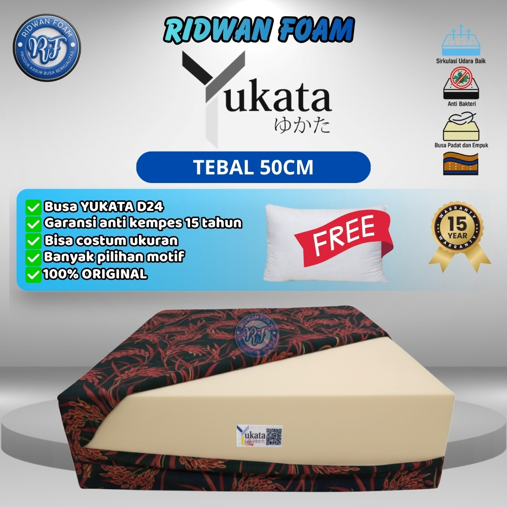 [ Tebal 50cm ] Kasur Busa YUKATA Density 24 Garansi 15 Tahun Original Tersedia Semua Ukuran