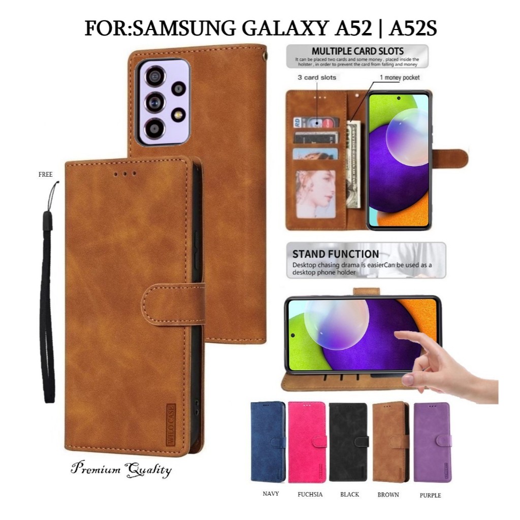Premium Quality Wilo Case Samsung Galaxy A52 | A52S 5G Flip Case Wallet Luxury Style With Card Slot