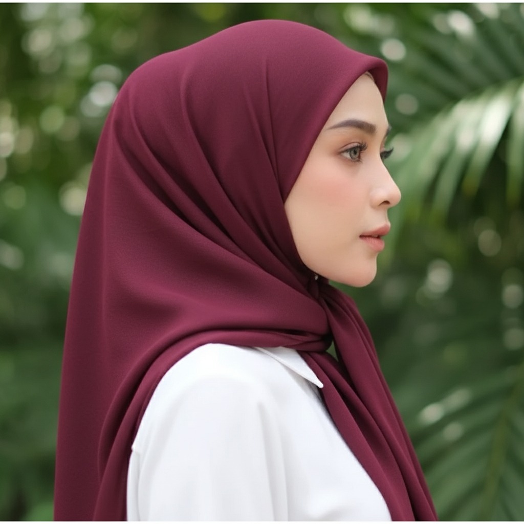 Hijab Segi Empat Bella Square Premium Warna Dark Maroon Marun