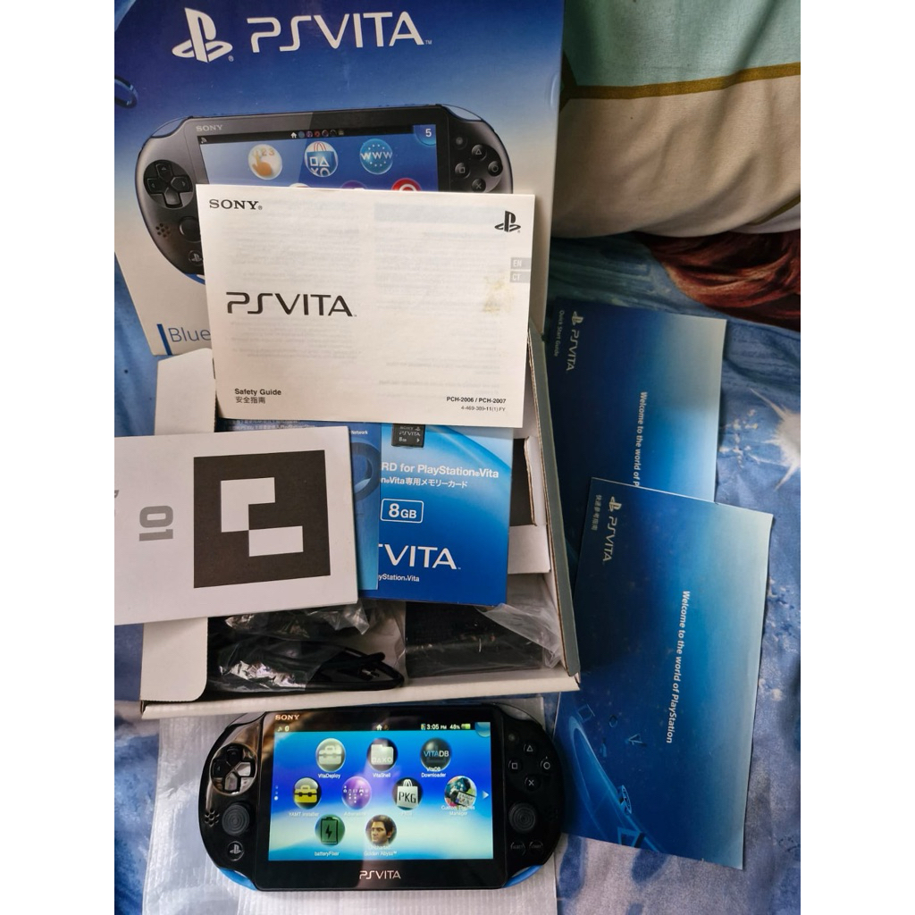 Ps vita slim black blue fullset cfw mmc 32gb