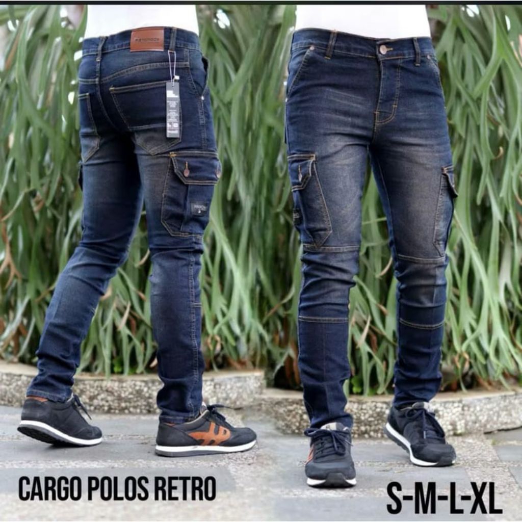 CELANA CARGO JEANS PRIA PANJANG JUMBO SLIM FIT
