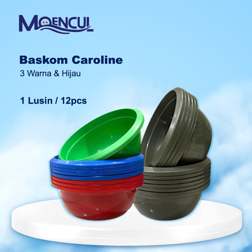 1 Lusin / 12Pcs Baskom Plastik Caroline Warna & Hijau / Baskom Serbaguna / Baskom Grosir / Moencul
