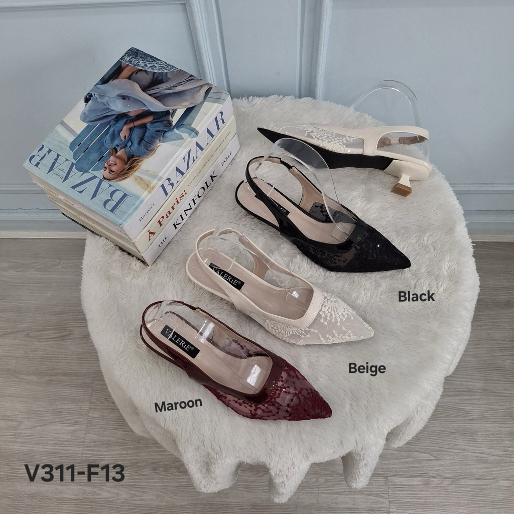 VALERIE sepatu heels tali belakang V311-F13 brukat