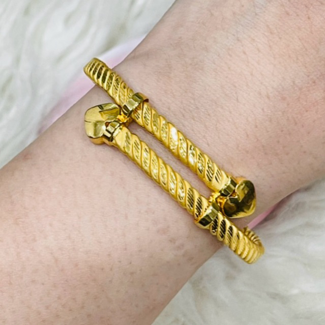 gelang lilit ulir love dewasa simple mewah elegant emas asli kadar 700