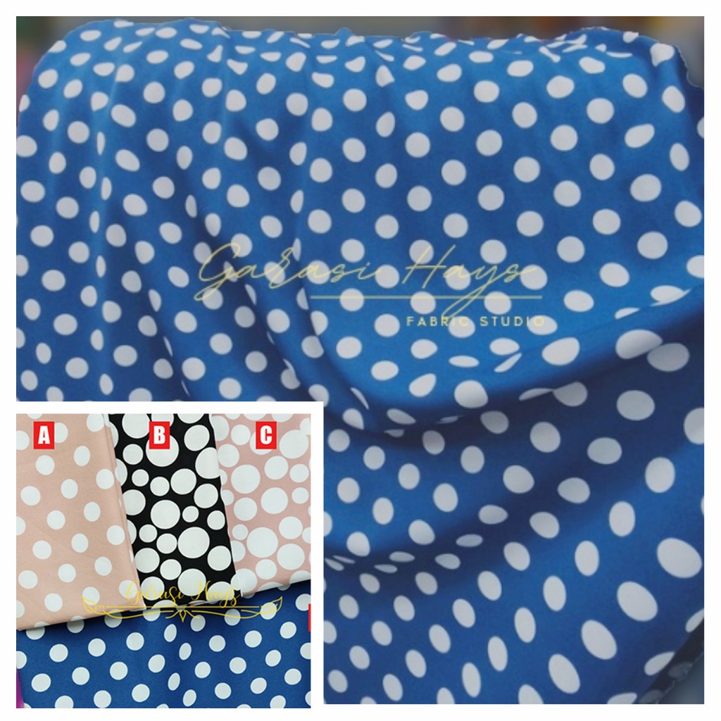 Kain Stretch Twill Cotton Katun Twill Polkadot Lebar 150 cm