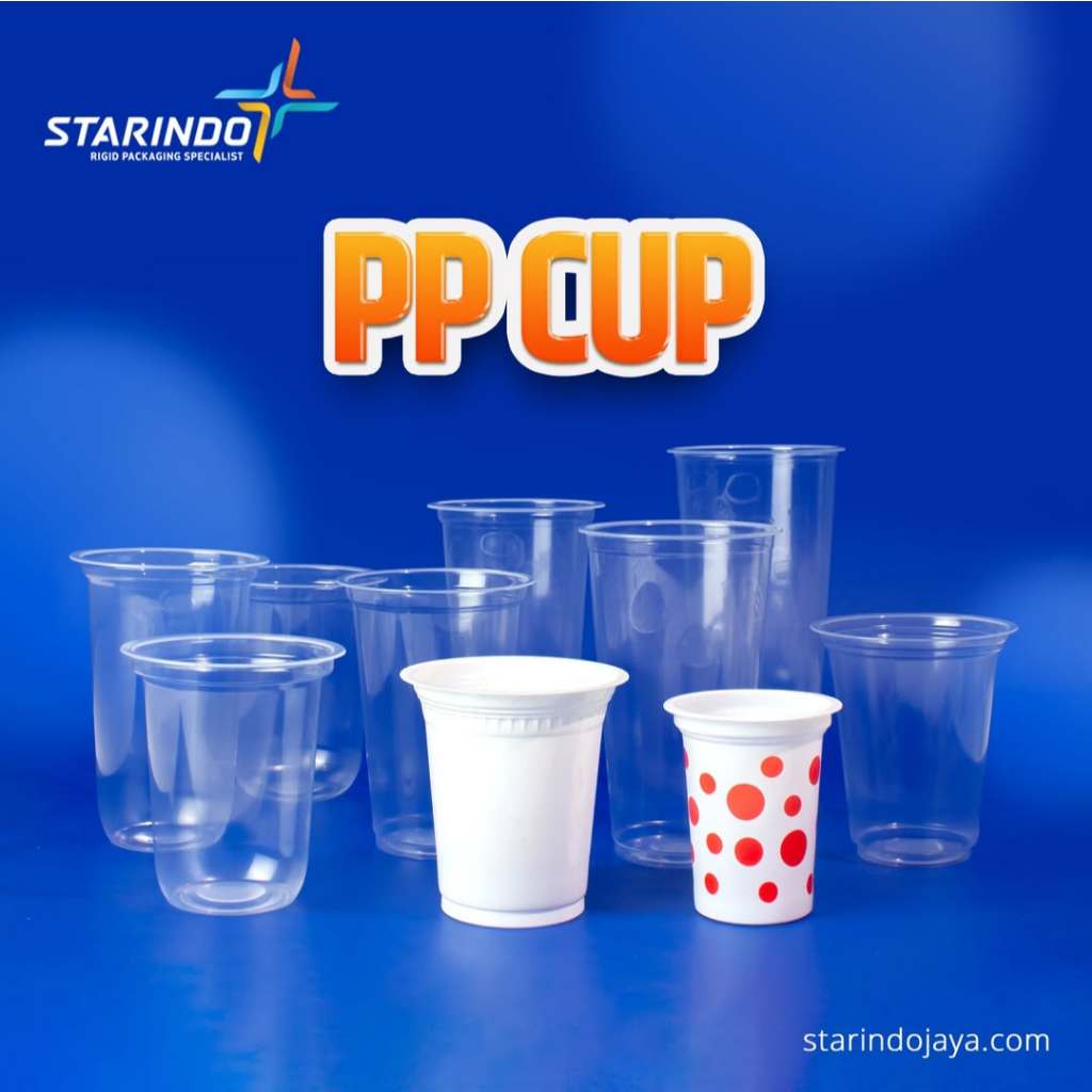 [1000 Pcs] 1 DUS CUP PP 12 OZ, 14 OZ, 16 OZ STARINDO & LID PP (CUP POLOS)