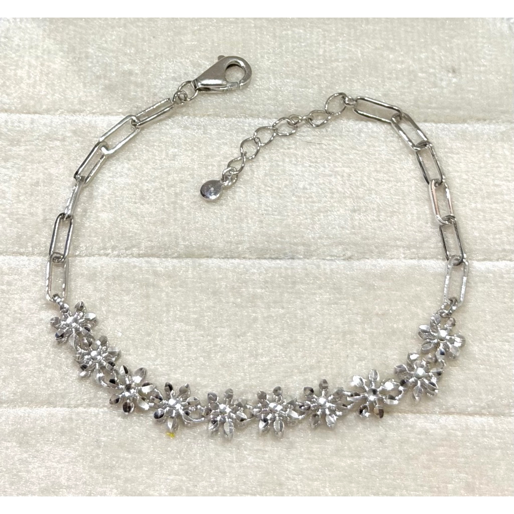 Gelang Rantai Emas Putih Snow Flakes 17k