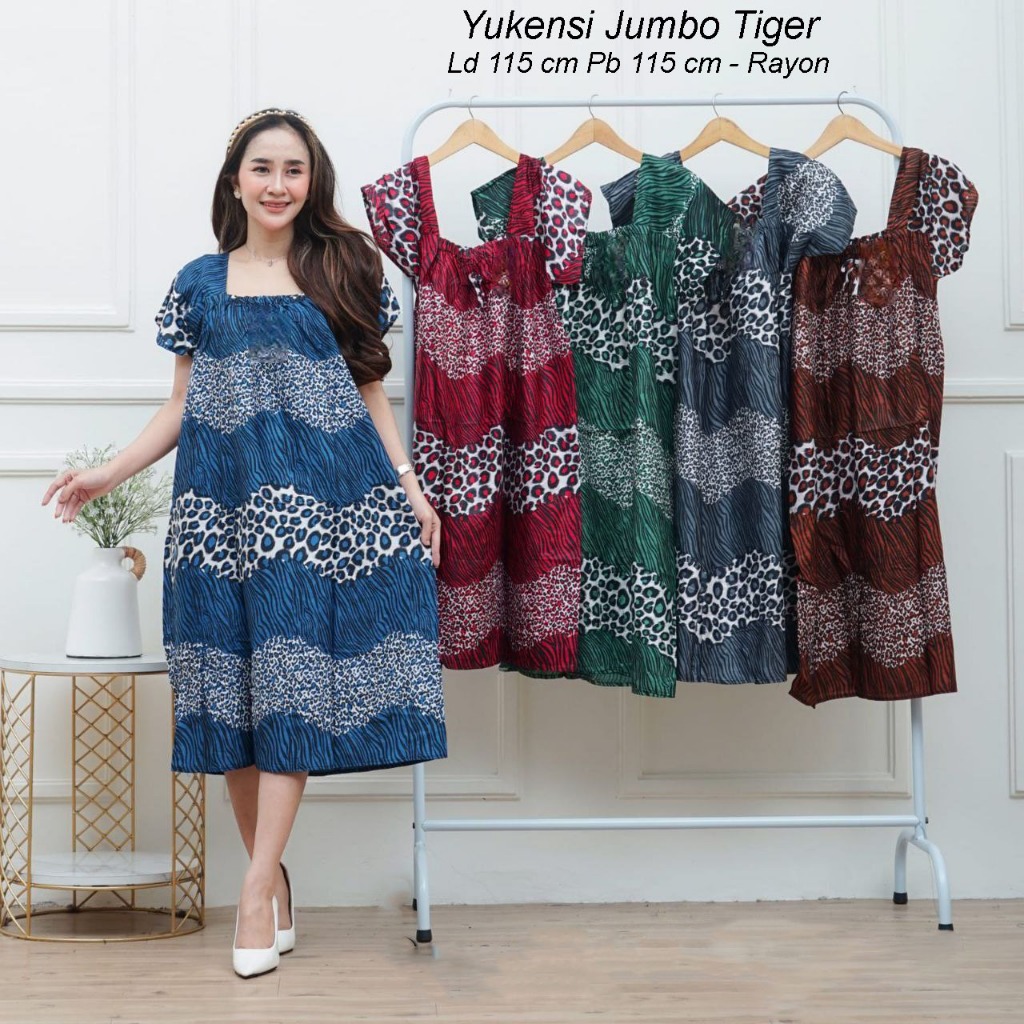 Daster Yukensi Karet full Dada Motif Tiger Jumbo