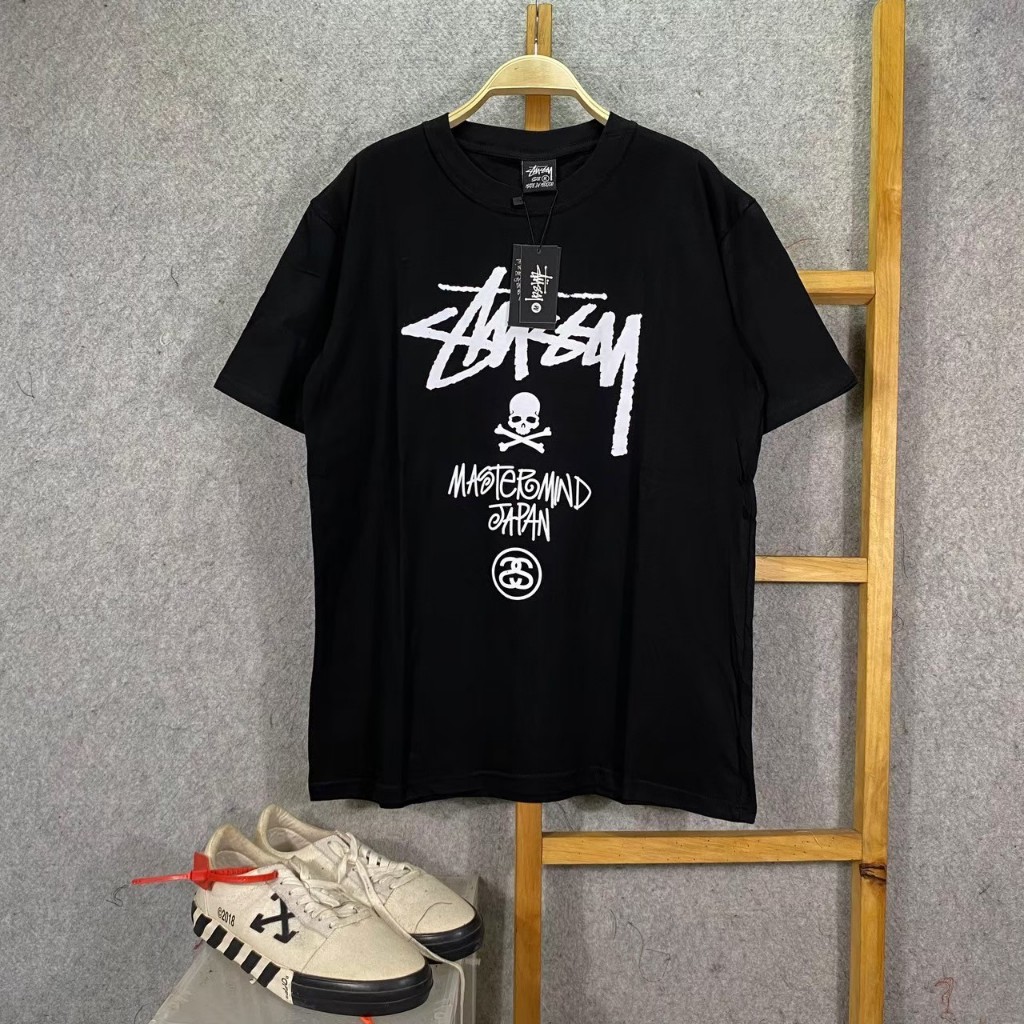Baju Kaos Stussy Streetwear Black Full Tag Label