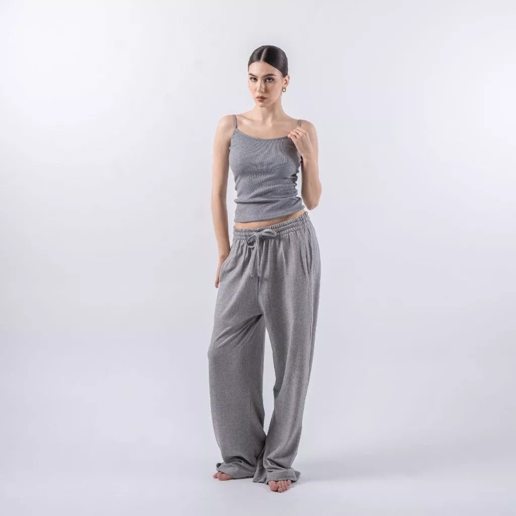 Hazel Pants Celana Panjang - Barrel Pants Baby Wool - Celana Panjang Barrel Wanita dengan Tali Serut