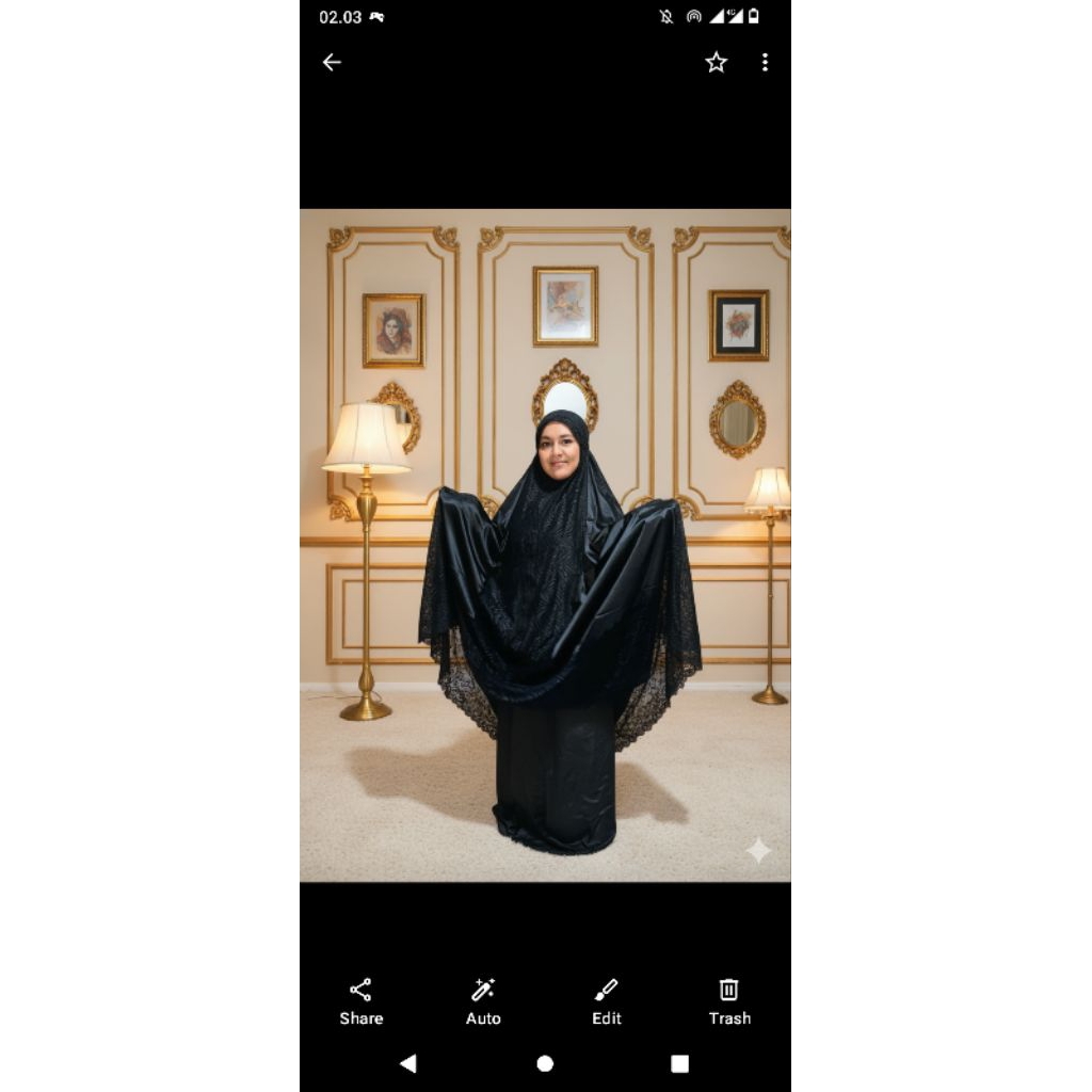 Mukena Armii id Bahan santorini silk renda premium .