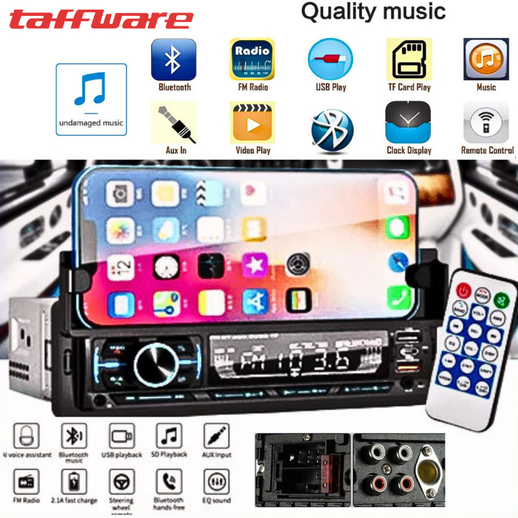 Jaya Taffware Tape Mobil Avanza Audio Bluetooth 5.0 Full Bass Mp3 Player Usb Iso Stand Holder Hp 60W
