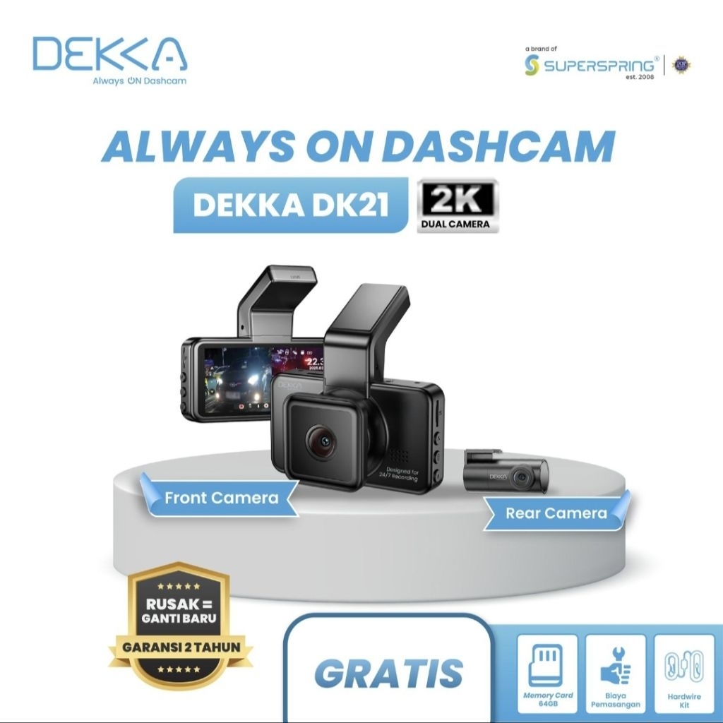 Dash cam Mobil 2K Kamera Depan Belakang Dual Cam Wifi Gps Always