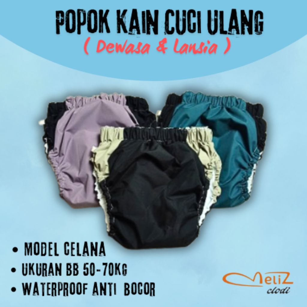 Popok celana dewasa & Lansia BB 50-70 kg || Popok Kain Cuci ulang model celana, Cloudy Lansia, Popok